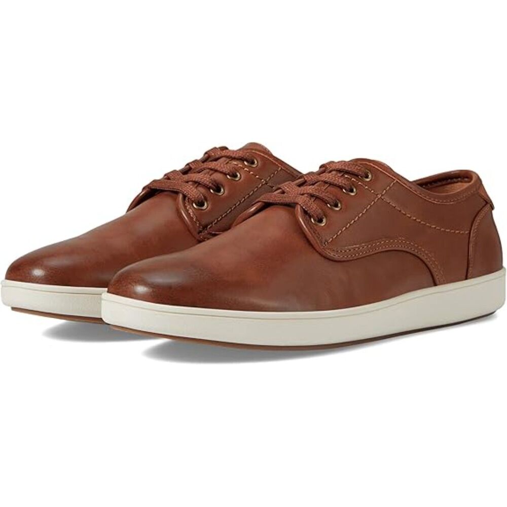 Men's Tan Fabric Round Toe Lace-up Rubber Sole Lightweight Fashion Sneakers